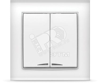 Выключатель Бриллиант двухклавишный с подсветкой белый 7947410