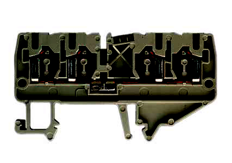 Клемма сдв. WKF 2,5/D2/2/35 SCHWARZ - Проходная клемма, 4 точки подключения, тип фиксации провода: пружинный, номинальное сечение: 2,5 мм кв., 24A, 800V, ширина: 5 мм, цвет: черный, тип монтажа: DIN 35