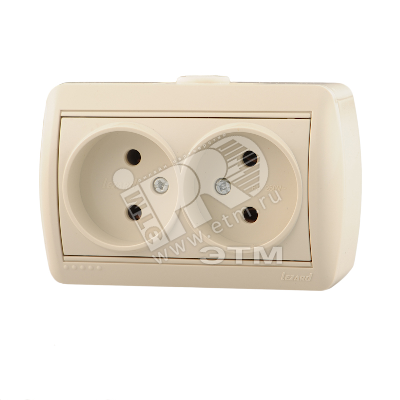 Розетка 2-м ОП Nata 16А IP20 без заземл. керамика крем. 710-0300-128