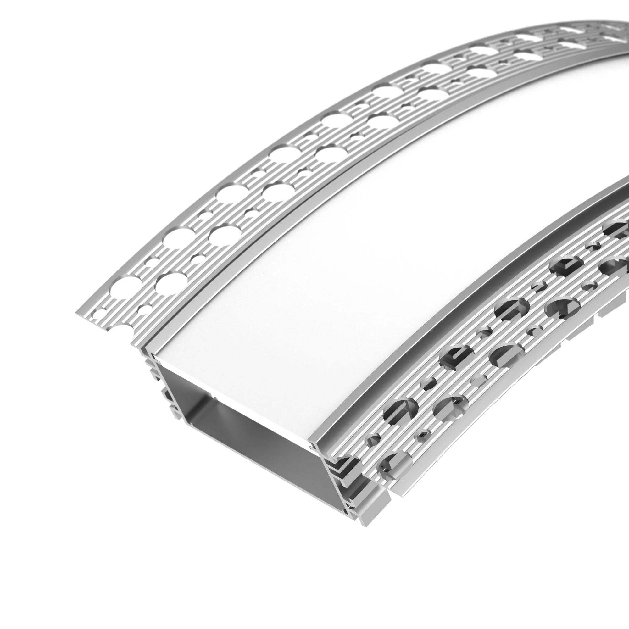 Профиль FANTOM-BENT-W49-TOP-2000 ANOD 046429 - Алюминиевый встраиваемый гибкий профиль для светодиодных лент и линеек. Изгиб вверх/вниз. Габаритные размеры (LхWхH): 2000х98,6х27,3 мм. Ширина площадки для ленты 45,2 мм. Экраны, заглушки и другие аксессуары