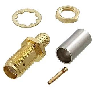 SMA-C58J GOLD - Разъём высокочастотный, гнездо SMA обжим на кабель RG58, золотой