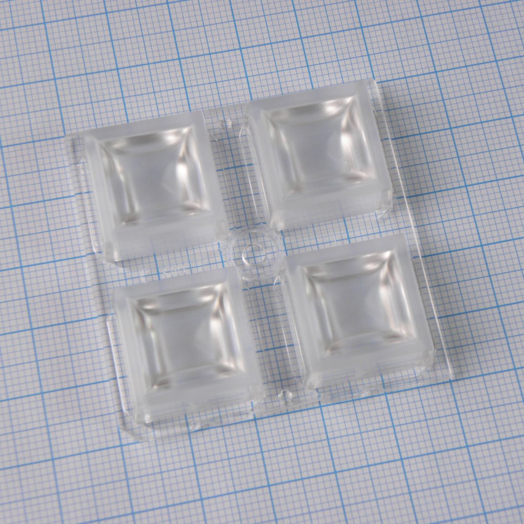 C12361_HB-2X2-W - Квадратная модуль линза 2x2 на 4светодиода LG Innotek серии  LEMWA33X, эфф=86%, 53°,  50x50mm  H:8,5mm