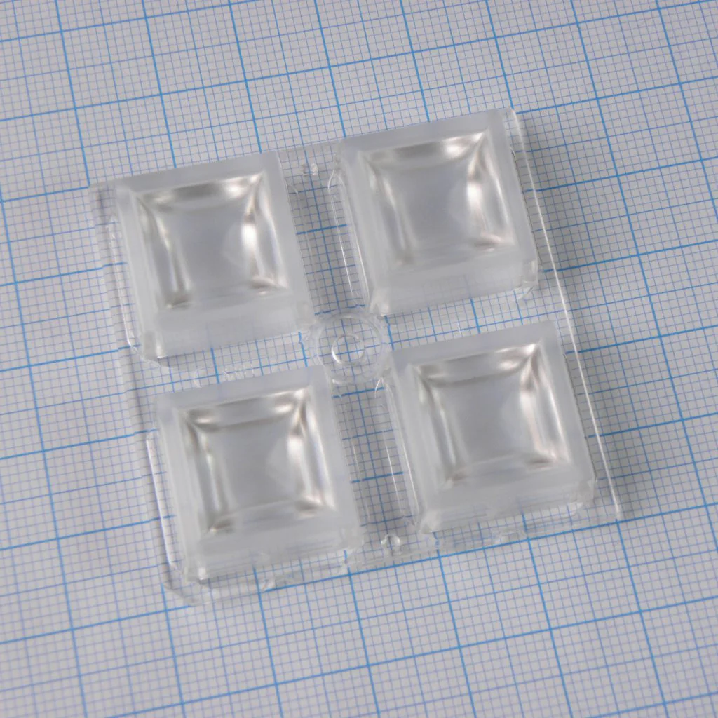 C12361_HB-2X2-W - Квадратная модуль линза 2x2 на 4светодиода LG Innotek серии  LEMWA33X, эфф=86%, 53°,  50x50mm  H:8,5mm