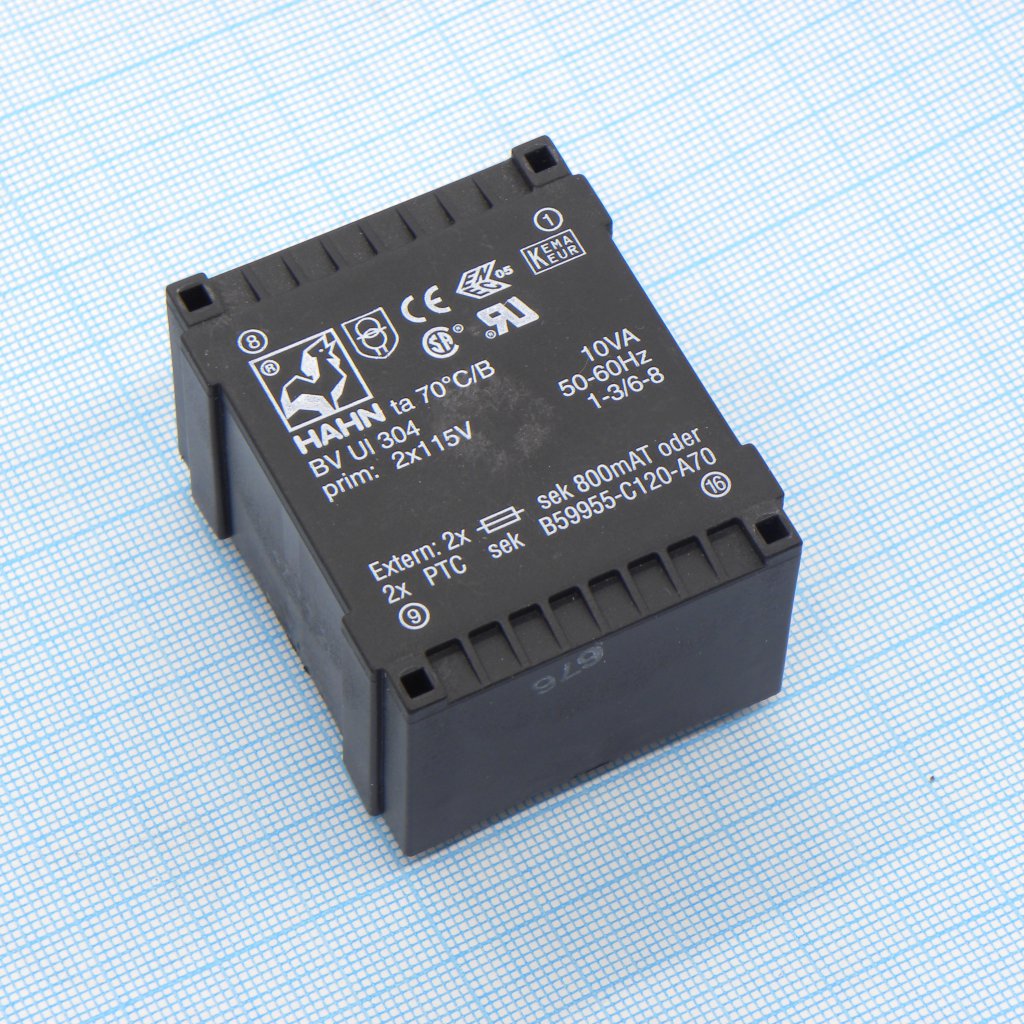 BV UI 304 0129 - Трансформатор питания 10ВА  2*115В, 2x7.5В, 2x667мА ta 70C/B (43)