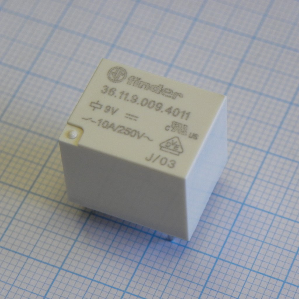36.11.9.009.4011 - Миниатюрное электромеханическое реле; монтаж на печатную плату; 1CO 10A; Контакты AgSnO2; катушка 9В DС;  влагозащита RTIII