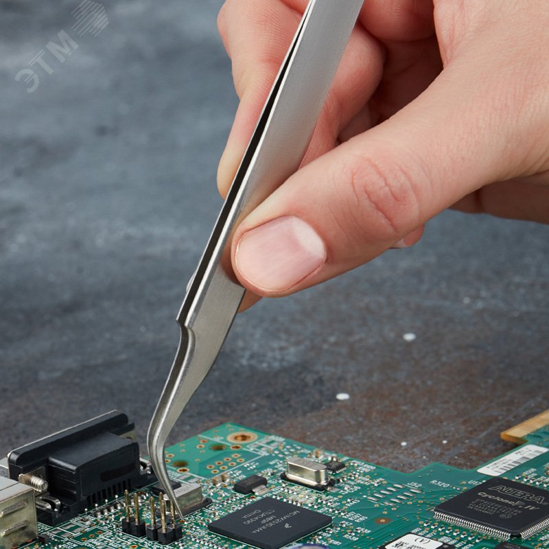 Пинцет изогнутый, узкий 125 мм - антимагнитный AISI304 для точных работ