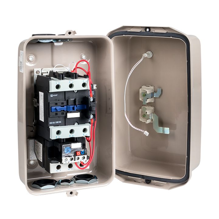 Пускатель в корпусе IP65 КМЭ 95А 230В с РТЭ Ir-80-93А и индик. PROxima ctrp-r-95-230v-led