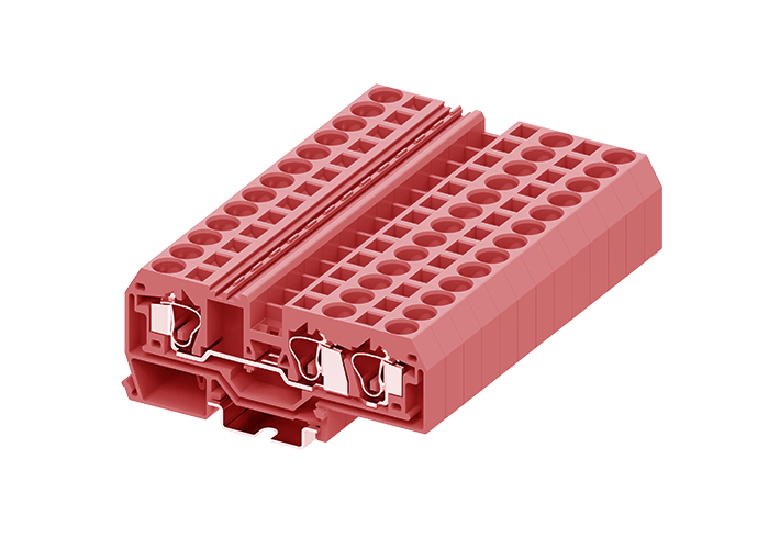 Проходная клемма 210953 - Проходная клемма, TA10-1-2, 3 точки подключения, тип фиксации провода: пружинный, номинальное сечение: 10 мм кв., 57A, 800V, ширина: 10 мм, цвет: красный, тип монтажа: DIN 35