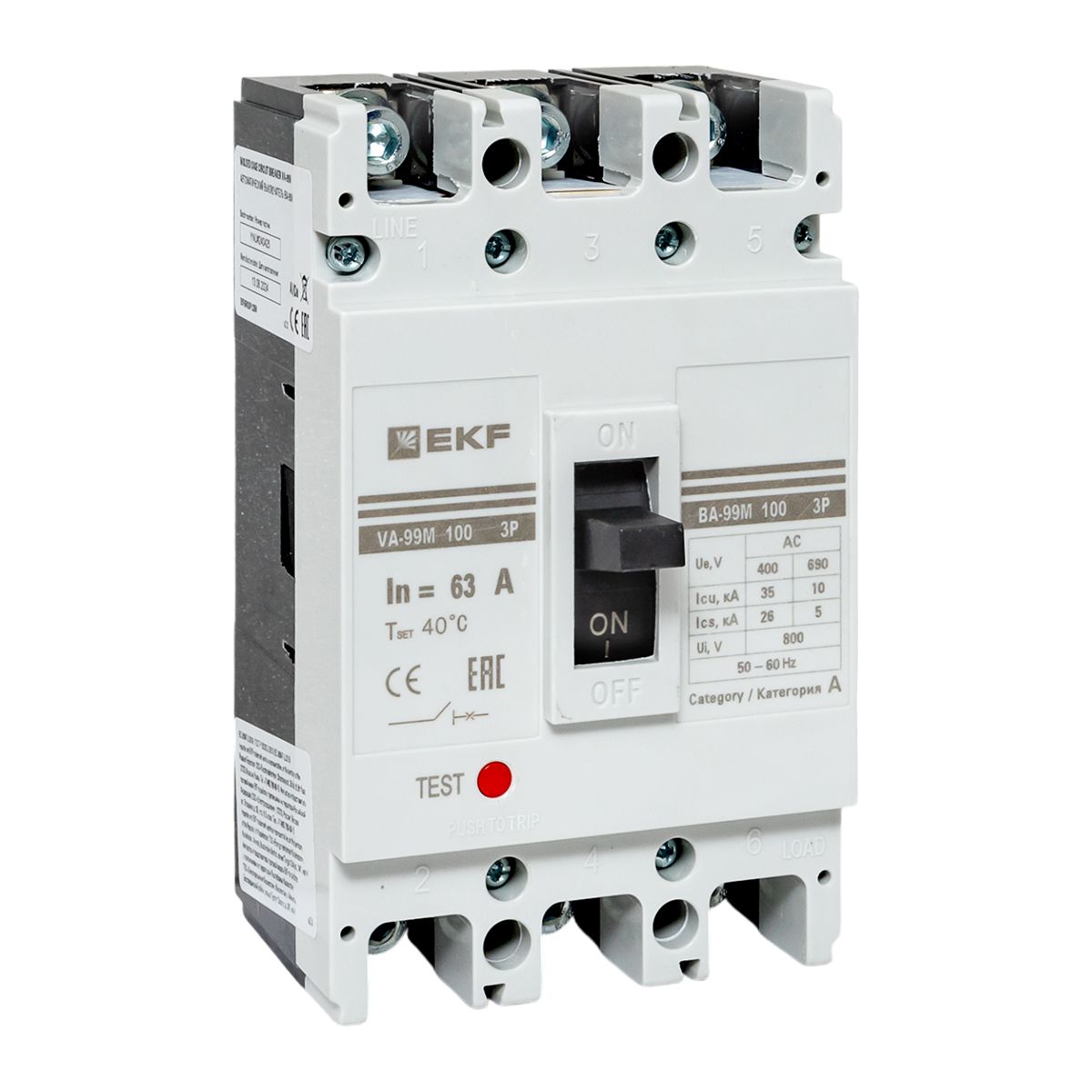 Выключатель автоматический 3п 100/63А 35кА ВА-99М PROxima mccb99-100-63m
