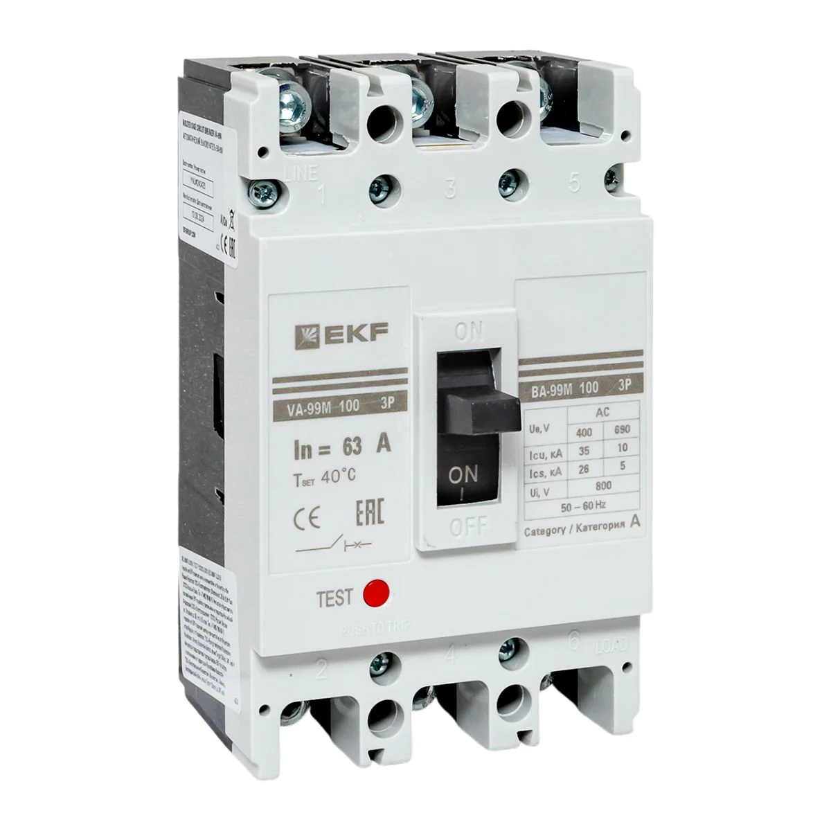 Выключатель автоматический 3п 100/63А 35кА ВА-99М PROxima mccb99-100-63m