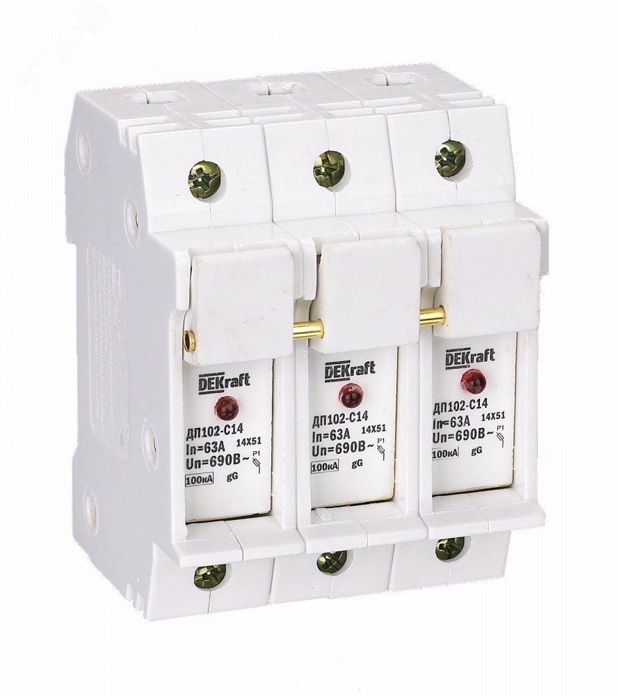Держатель предохранительного типа C14 ДП102-С14-3P со светодиодной индикацией 21388DEK