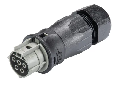 Разъем RST25i5 96.051.4554.3 - Розеточный разъем на кабель диам. 13-18 мм, IP68(69k), 5 полюсов, винтовая фиксация провода, номинальные характеристики: 250/400V+РЕ, 25A, цвет контактной вставки: серый, цвет корпуса: черный, серия RST Classic