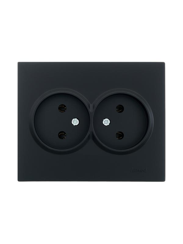 Розетка 2-м СП VESNA без заземл. ПБТ черн. бархат 742-4200-128B
