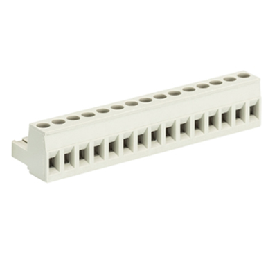 Розетка Wiecon 8213 B / 15 OB - Розеточный разъем, угловой, на кабель, шаг 5,08 мм, 15 полюсов, номинальное сечение: 2,5 мм кв., винтовая фиксация провода, 400V, 12А, без маркировки, цвет: серый, серия 8213 B