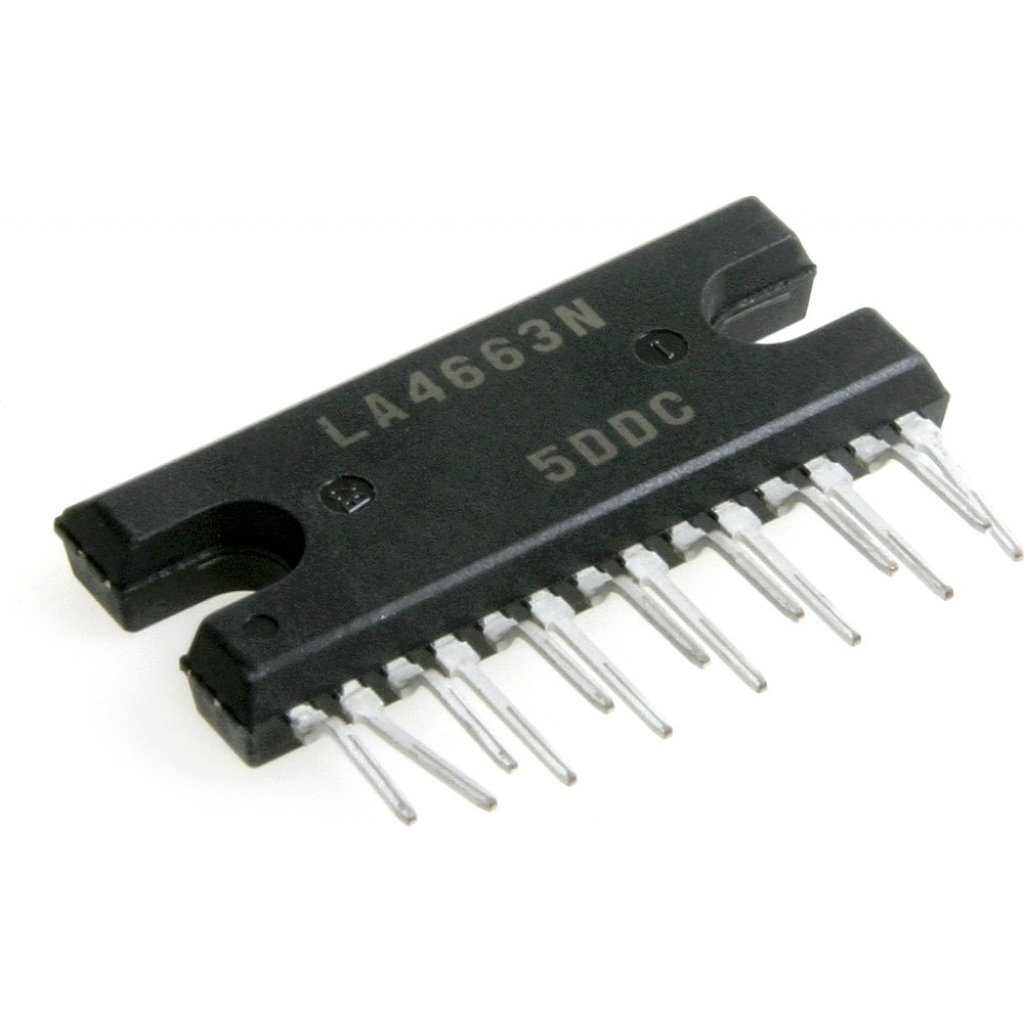 LA4663(N) - УHЧ 2x13Вт (12В/4 Ом) 40дБ