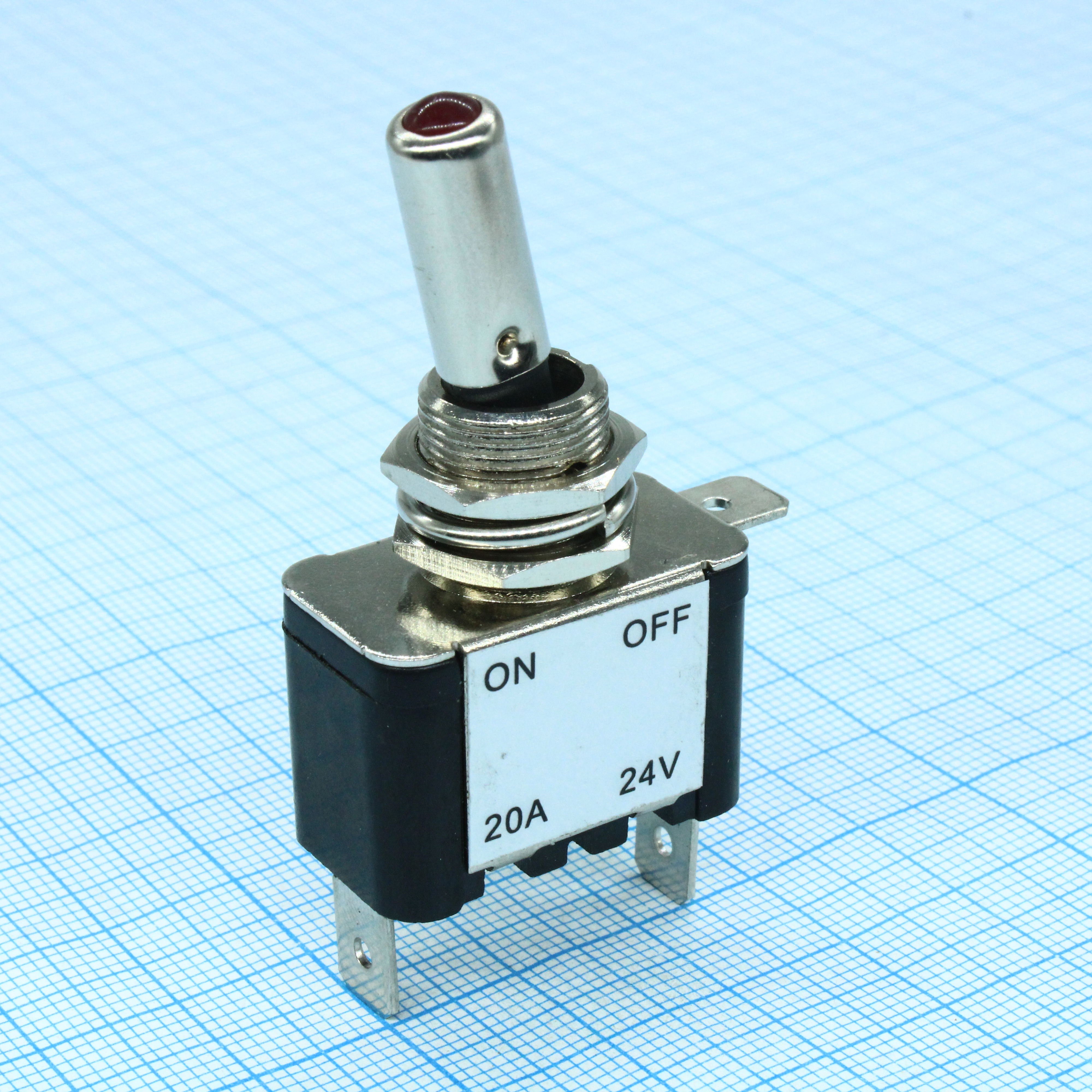 ASW-07D-24V-R - Тумблер с красной LED подсветкой ON-OFF 25A 24В