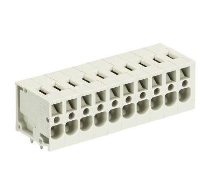 Клемма Wiecon 8258 / 10 TOP H OB - Клемма на печатную плату, подвод кабеля сбоку, 10 полюсов, шаг: 5,08 мм, пружинная фиксация провода, без маркировки, 300V, 16А, цвет: серый, серия 8258 TOP V/H