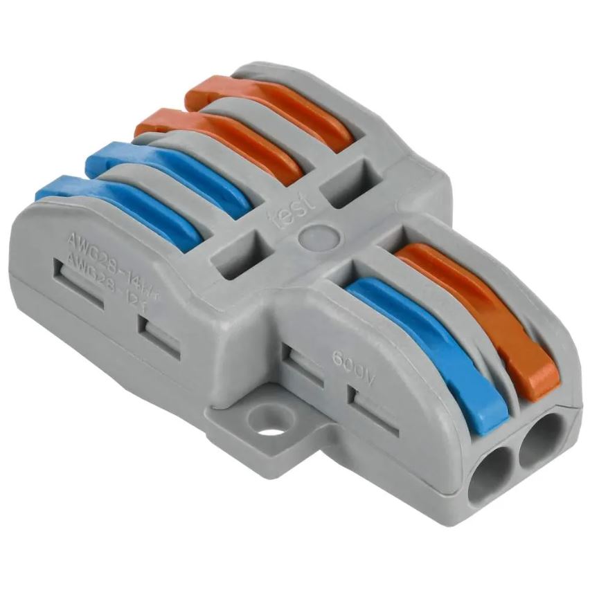 Клемма CM-222-424 - Клеммная колодка, 2*3 полюса, рычажковый зажим провода, сечение провода: 0.08 - 4 мм кв., номинальные характеристики: 450 V; 32 A; цвет прозрачный 3 полюса, рычажковый зажим провода, сечение провода: 0.2 - 4 мм кв., номинальные характе