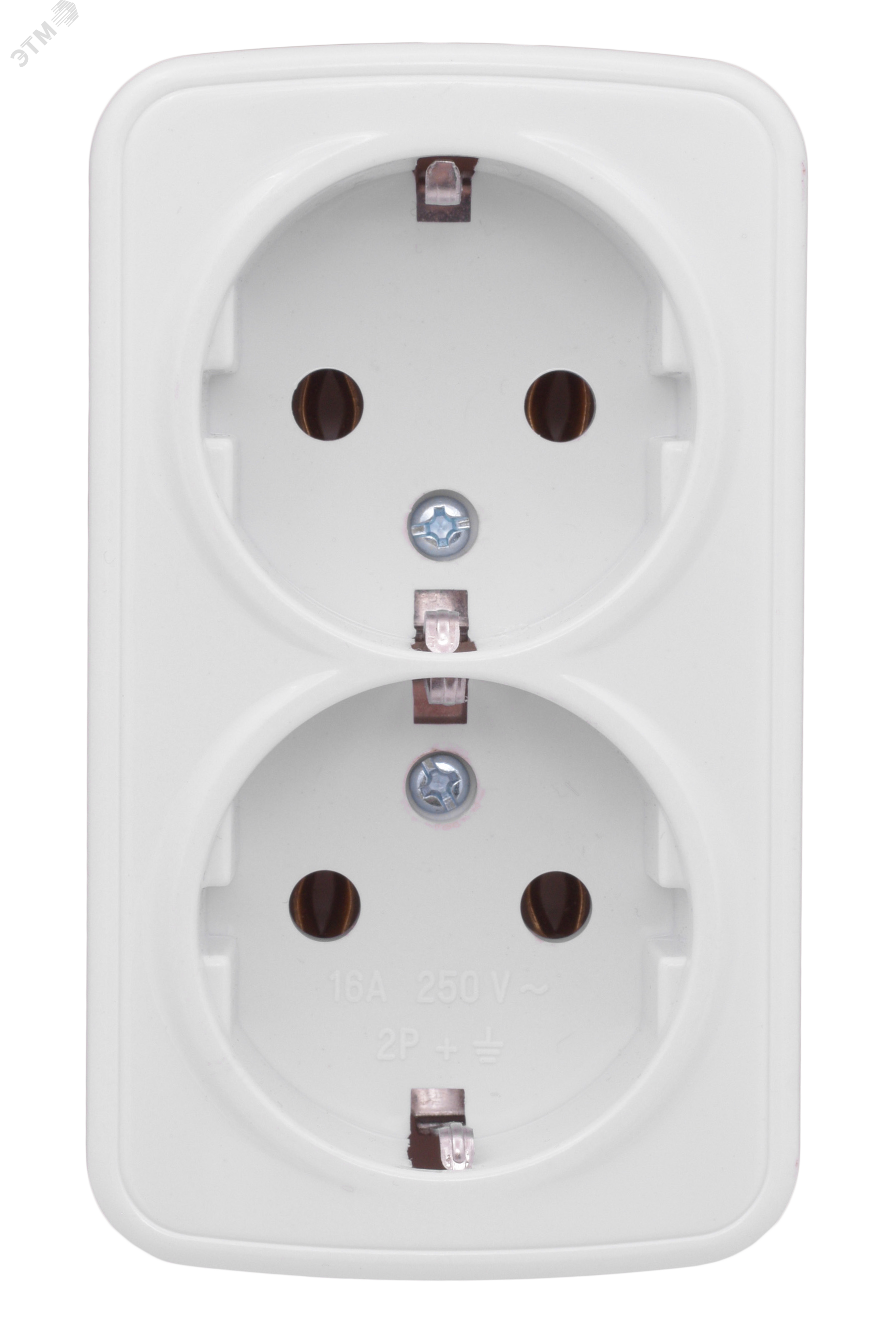 Минск Розетка 2-местная ОП 16А с заземлением белая Basic EGR16-128-10