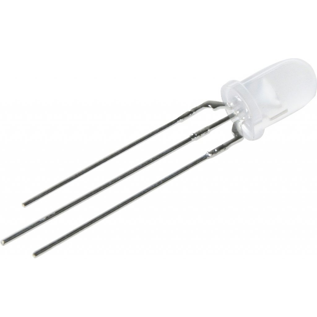 FYL-3015EGW - Светодиод 3мм/красный/635нм/15мкд - зеленый/570нм/10мкд/белый матовый/60°