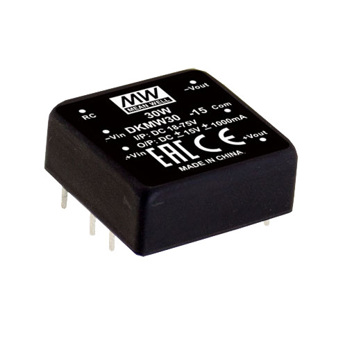 DKMW30F-15 - Преобразователь DC/DC, 30Вт, Uвх=9…36В, выход ±15В/1А, изоляция 1500В DC, 25.4х25.4х10.2мм, -40°С…+85°С