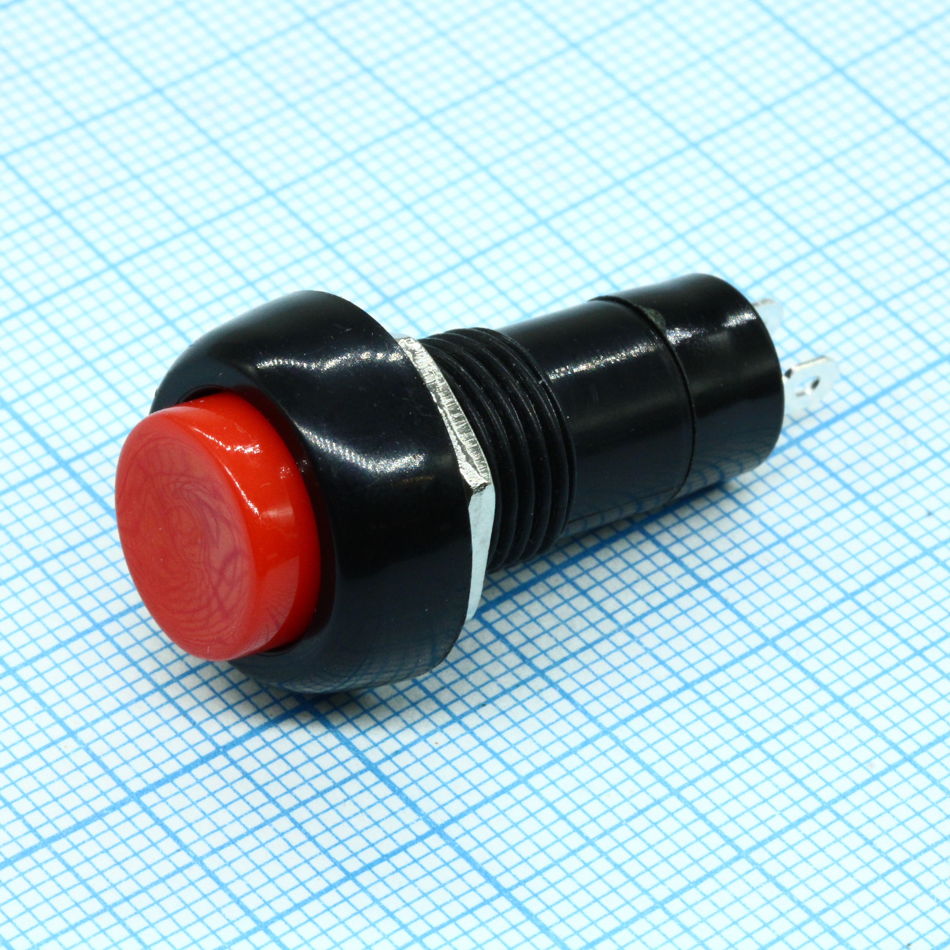 PB-10BR1-G - Кнопка без фиксации на замыкание 0.5А 250В круглая М10 -красный-