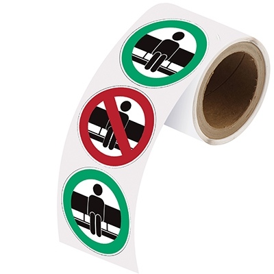 gws307516 - Знаки в рулоне "НЕ СИДИТЕ/СИДИТЕ ЗДЕСЬ", PIC917 и PIC918, материал В-7539, белый глянцевый полиэстер, диаметр 50 мм, 250 шт. в упак.