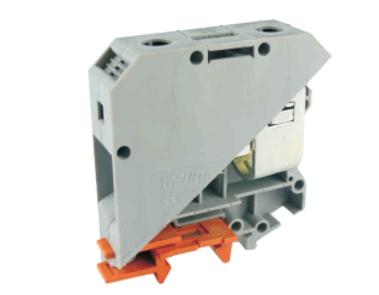 Проходная клемма UKJ-50EE - Проходная клемма, серия EE, тип фиксации провода: винтовой, номинальное сечение: 50 мм кв., 150A, 1000V, ширина: 20 мм, цвет: серый, стандарт GB/T14048.1, тип монтажа: DIN 35