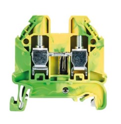 Клемма WT 6 PE - Заземляющая клемма, тип фиксации провода: винтовой, номинальное сечение: 6 мм кв., 1000V, ширина: 8 мм, цвет: желто-зеленый, тип монтажа: DIN 35