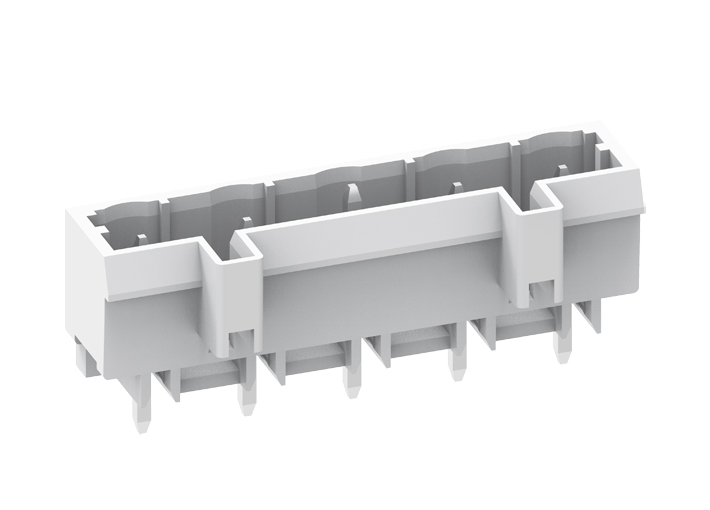 Вилочный разъем на плату 475704-02D - Вилочный разъем, вертикальный, на плату, шаг: 7.5 мм, 4 полюса, фиксация на плате пайкой, исполнение: длина выводов 3,8 мм, 320V, 12A, цвет: серый