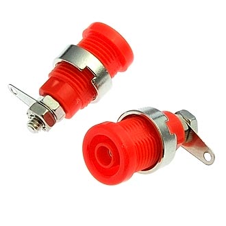 Z016 4MM PANEL JACK RED - Гнездо Z016 4 мм на панель jack красный, на панель под пайку