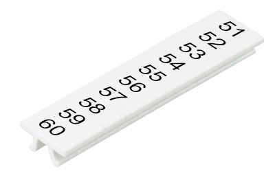 Шильдик M1.008.0104.0 - Маркировка для клемм WKF 1.5, центральная, белая, нанесенные знаки: 51-60