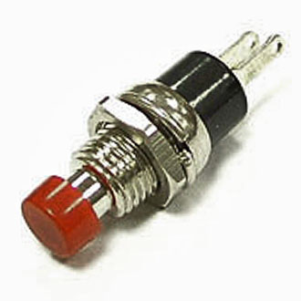 PBS-10C-2 ON-(OFF) КРАСНЫЙ - Кнопочный переключатель, ON-(OFF) без фиксации на размыкание, красный