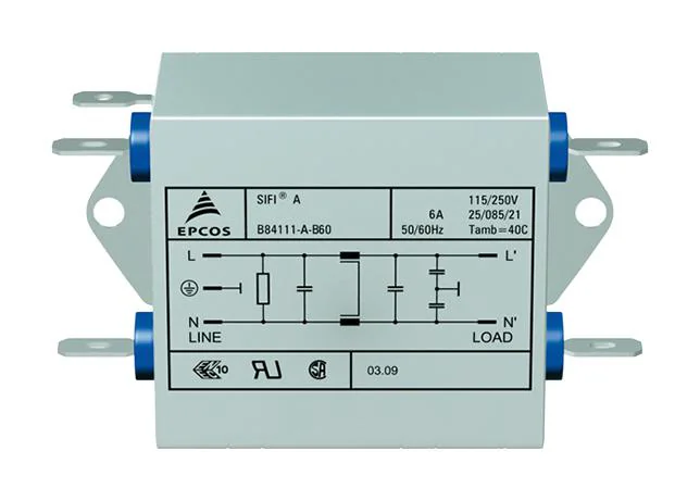 B84111A0000A020 - Сетевой фильтр 2x2A/250V, SIFI-A, 2x0.1мкФ (Х2) + 2х4700пФ (Y2), 2х1.5мГн