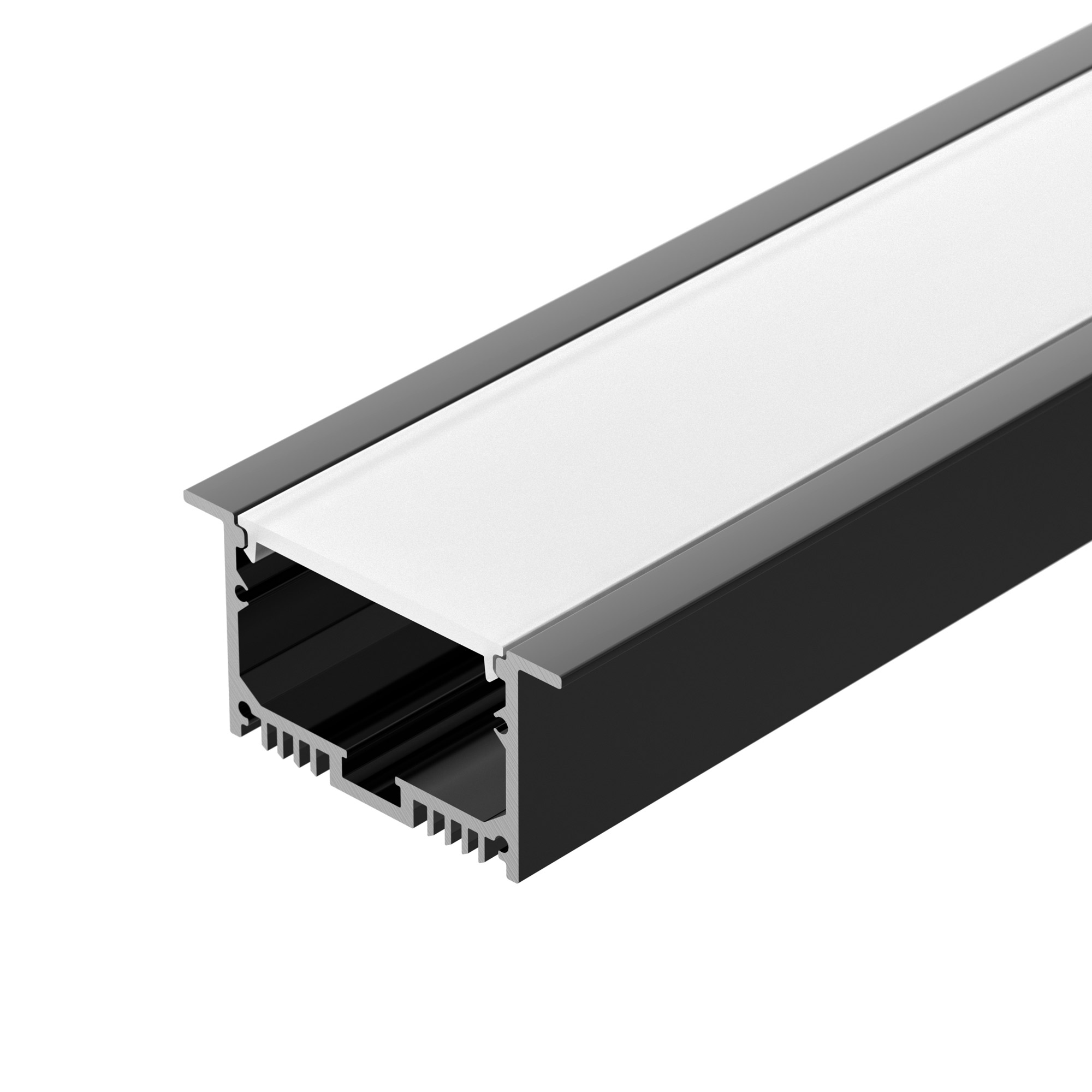 Профиль с экраном SL-LINIA62-F-2500 BLACK+OPAL 036307 - Комплект с экраном. Алюминиевый профиль для светодиодных лент и линеек. Цвет - черный RAL9005 (порошковая окраска). Габаритные размеры (LхWхH): 2500x62x32 мм, паз для установки 49 мм. Ширина площадки