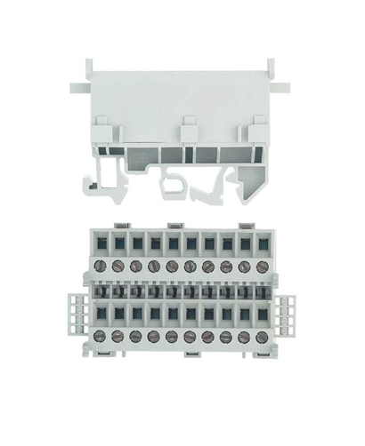 Клемма WKB 2,5 / U - Клемма 10 полюсов, тип фиксации провода: винтовой, номинальное сечение: 2,5 мм кв., 20A, 400V, ширина: 39 мм, цвет: серый, тип монтажа: DIN 35