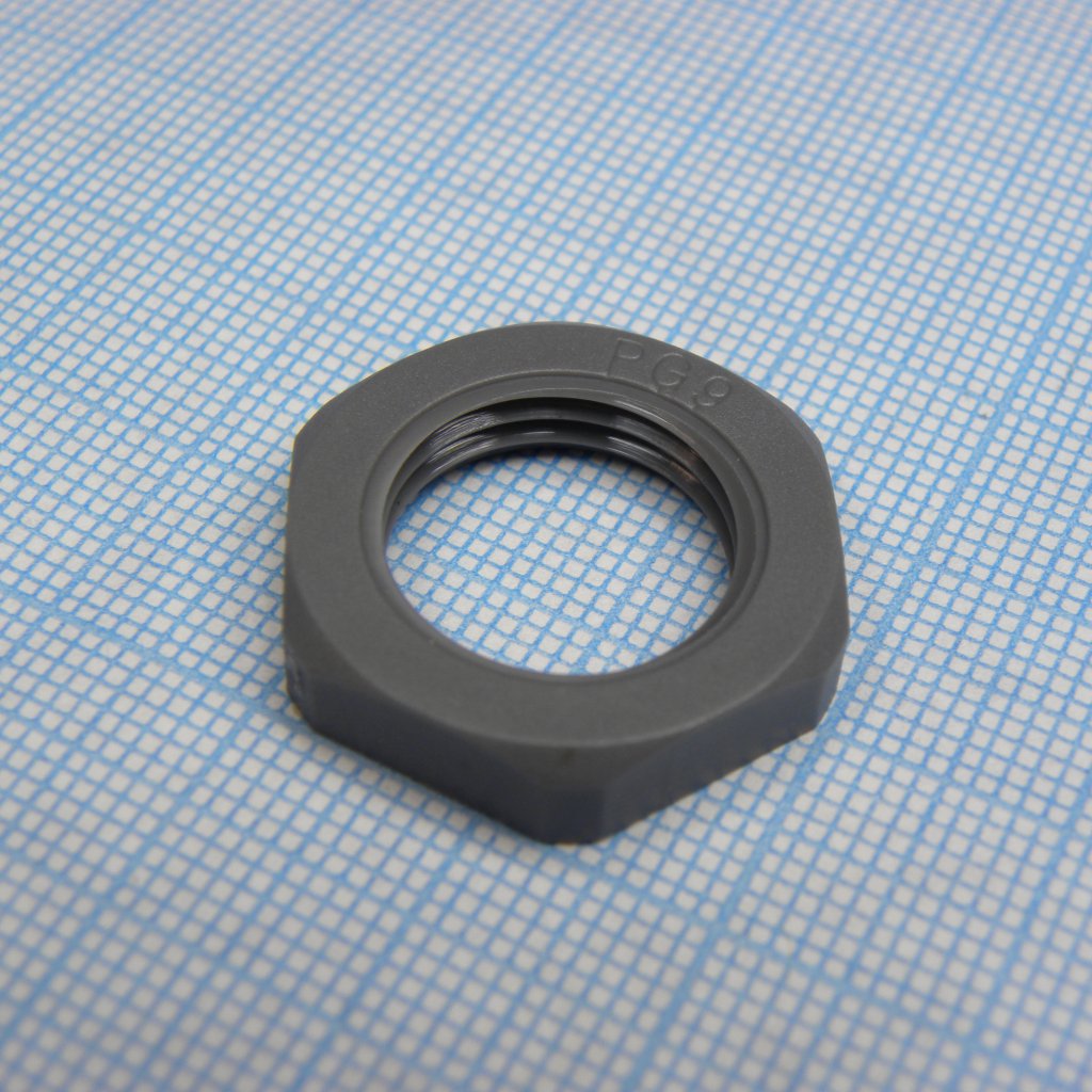 DLM-PG9P-1 (grey) - Гайка для крепления кабель ввода на панель