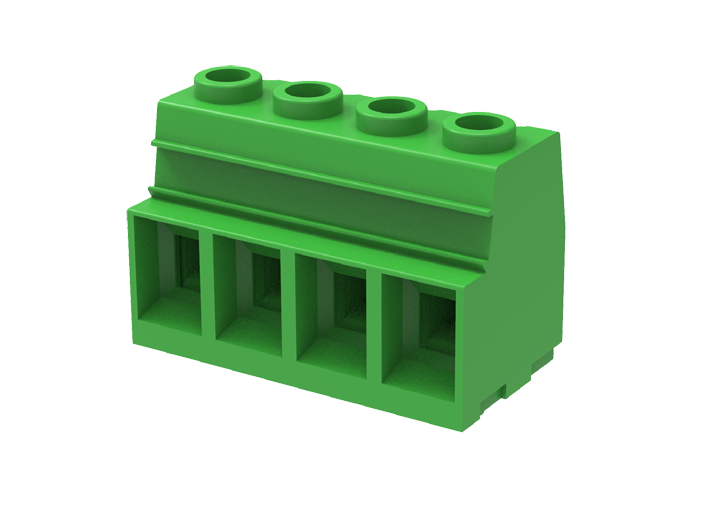 Розеточный разъем на плату MC-TK15H04C-0001 - Клемма, горизонтальный подвод кабеля, на плату, шаг: 15 мм, 4 полюса, фиксация провода винтовая, исполнение: стандартное, 1000V, 125A, цвет: зеленый