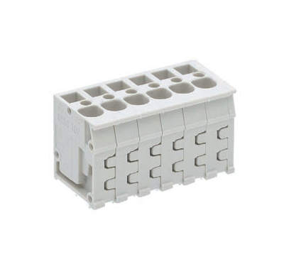 Клемма Wiecon 8158 / 6 TOP V OB - Клемма на печатную плату, подвод кабеля сверху, 6 полюсов, шаг: 5,00 мм, пружинная фиксация провода, без маркировки, 300V, 16А, цвет: серый, серия 8158 TOP V/H