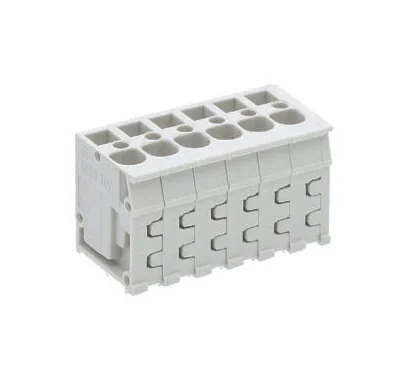 Клемма Wiecon 8158 / 6 TOP V OB - Клемма на печатную плату, подвод кабеля сверху, 6 полюсов, шаг: 5,00 мм, пружинная фиксация провода, без маркировки, 300V, 16А, цвет: серый, серия 8158 TOP V/H