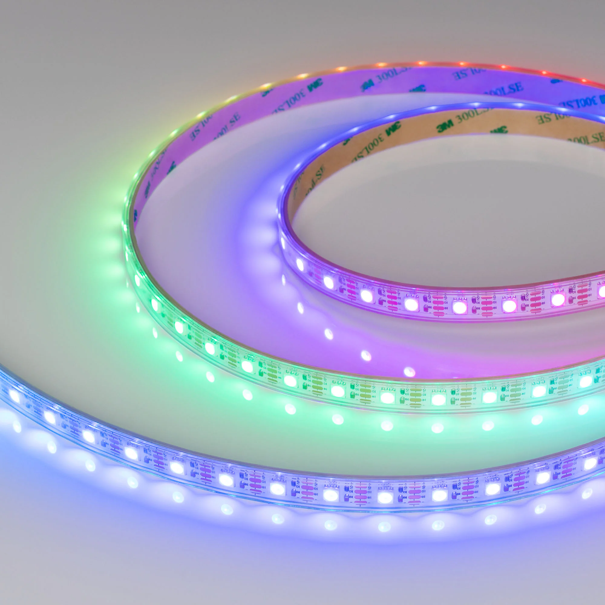 Лента герметичная SPI-P-B60-12mm 12V RGB-PX1-BPT (8 W/m, IP66, 5060, 5m) 041615(1) - Светодиодная лента SPI-B60, герметичная IP66 (P - силиконовая трубка), с микросхемой SK6813. Светодиоды 5060, 60 шт/м (1 pixel = 1 LED), белая плата 10 мм, скотч 3М. Цвет