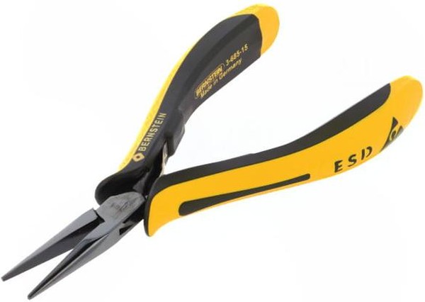 3-685-15 - Антистатические удлиненные круглогубцы серии Euroline с резиновым проводящим покрытием ручек; длина 140 мм, суперкрепление