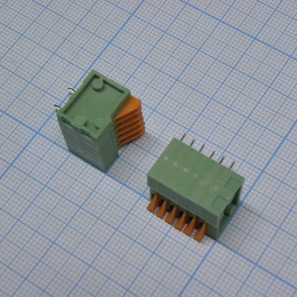 DG141R-2.54-06P-14-00A(H) - Нажимной безвинтовой клеммный блок 6 контактов. Зажим типа торцевой контакт. Серия DG141R-2.54