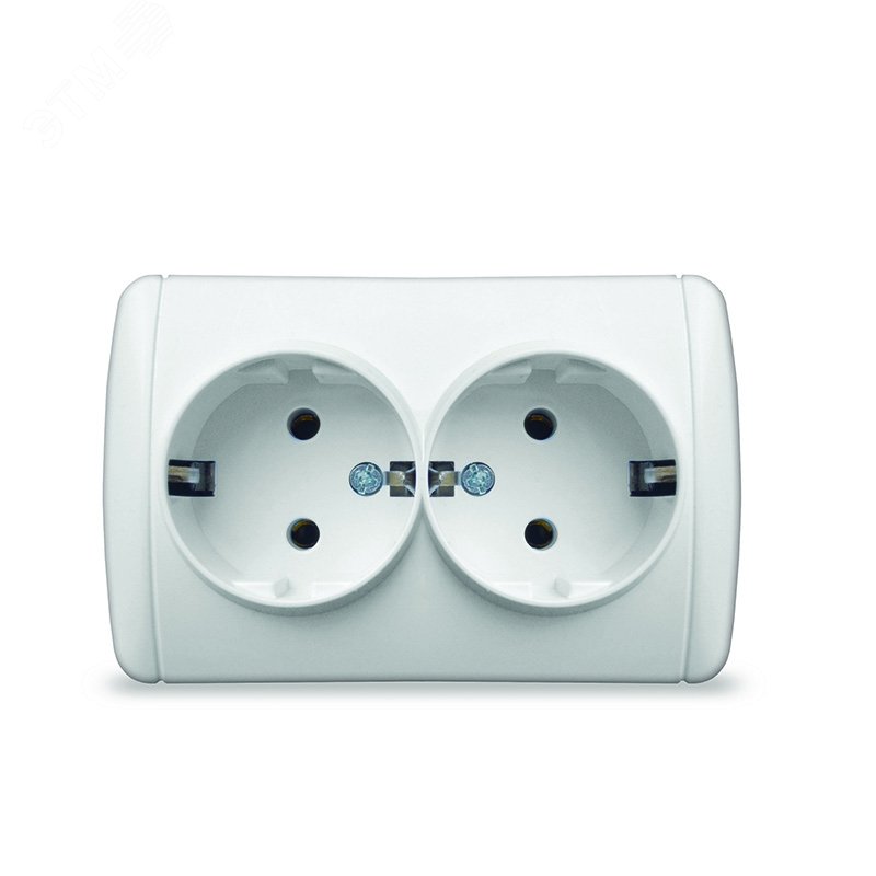 Клио Розетка электрическая двухпостовая с/з IP44 белый К2231