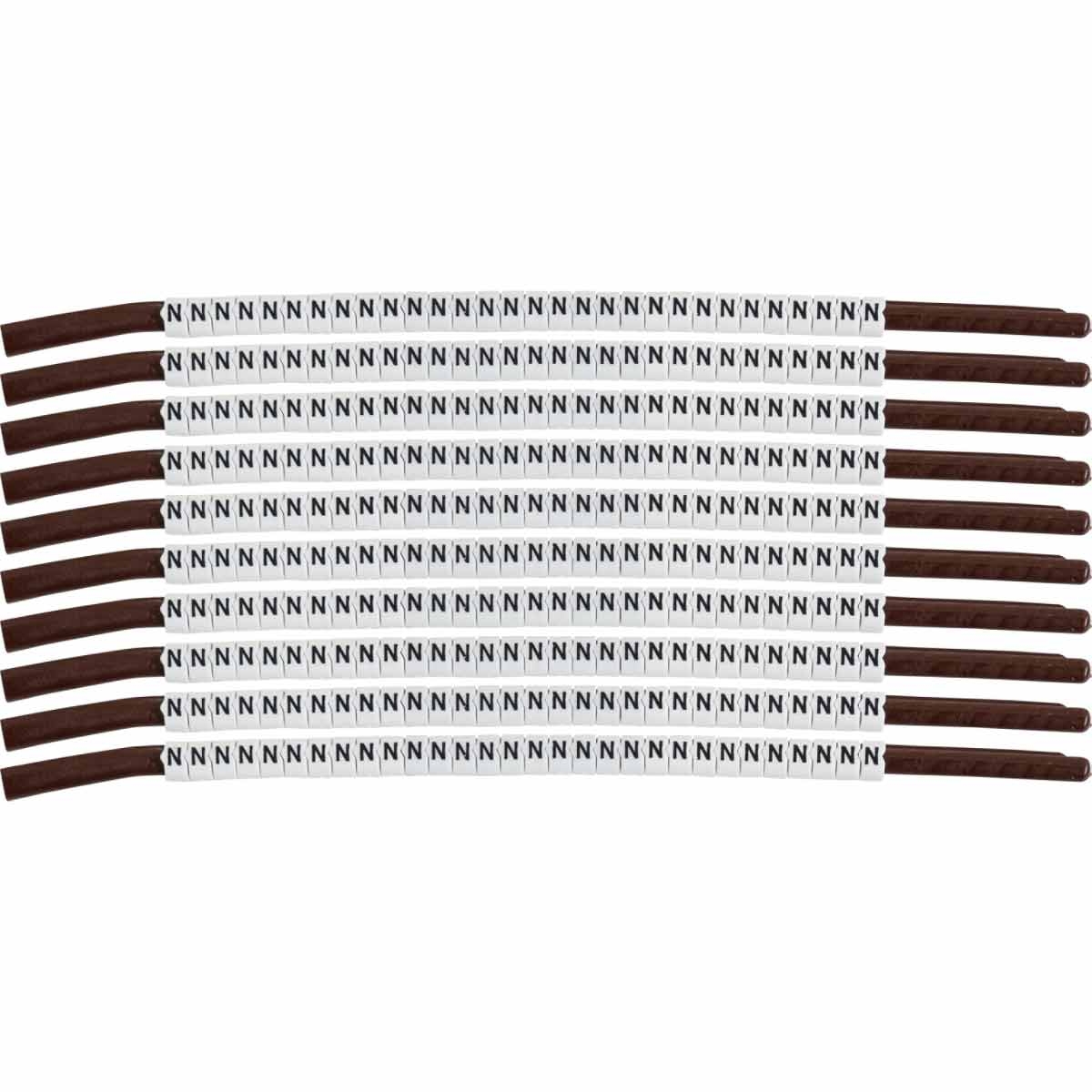 brd133923 - SCN-15-N клипсы белые, 300шт/упак, для провода 3,8-4,6мм диаметра, легенда N