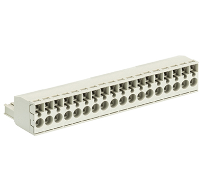 Розетка Wiecon 8113 BFK /18 TOP K OB - Розеточный разъем, угловой, на кабель, шаг 5 мм, 18 полюсов, номинальное сечение: 2,5 мм кв., пружинная фиксация провода, 400V, 12А, без маркировки, цвет: серый, серия 8113 BFK