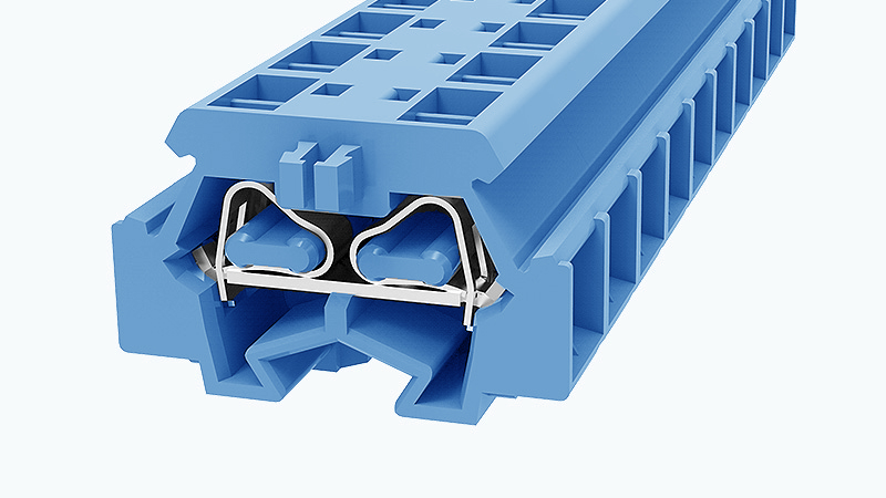 Проходная клемма WS1.5T-DB-01P-12 - Проходная клемма, тип фиксации провода: пружинный, номинальное сечение: 1.5 мм кв.,  17,5A, 800V, ширина: 8 мм, цвет: синий тип монтажа: монтажный фланец