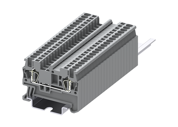 Проходная клемма TC1.5-2-GY - Проходная клемма, тип фиксации провода: пружинный, номинальное сечение: 1,5 мм кв., 17,5A, 500V, ширина: 4,2 мм, цвет: серый, тип монтажа: DIN 35