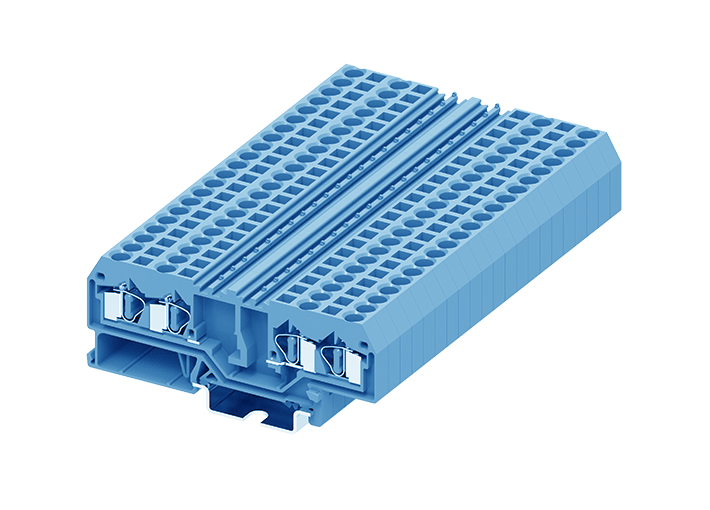 Проходная клемма 204939 - Проходная клемма, TA4-2-2, с разрывом цепи, 4 точки подключения, тип фиксации провода: пружинный, номинальное сечение: 4 мм кв., 32A, 800V, ширина: 6 мм, цвет: синий,