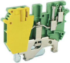 Заземляющая клемма UKHV-4/2X2JD - Заземляющая клемма, 4 точки подключения, тип фиксации провода: винтовой, номинальное сечение: 4 мм кв., ширина: 6,2 мм, цвет: желто-зеленый, тип монтажа: DIN 35